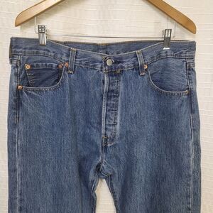 Levi's 501 Jeans Original Button Fly Straight Leg Lt-Med 38X30 (act. in pics)